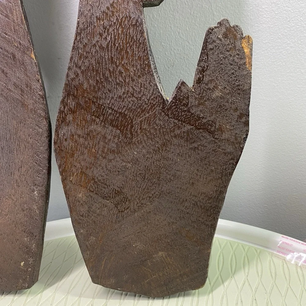 Vintage African Wooden Wall Art. Carved&Painted Teak/Ebony Wood Praying Hand 15